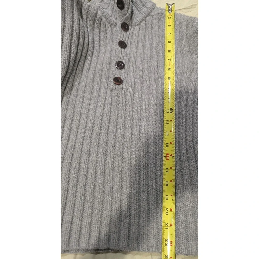 Banana Republic Henley Pullover Gray Sweater Lambswool Cashmere Small Knit Cozy